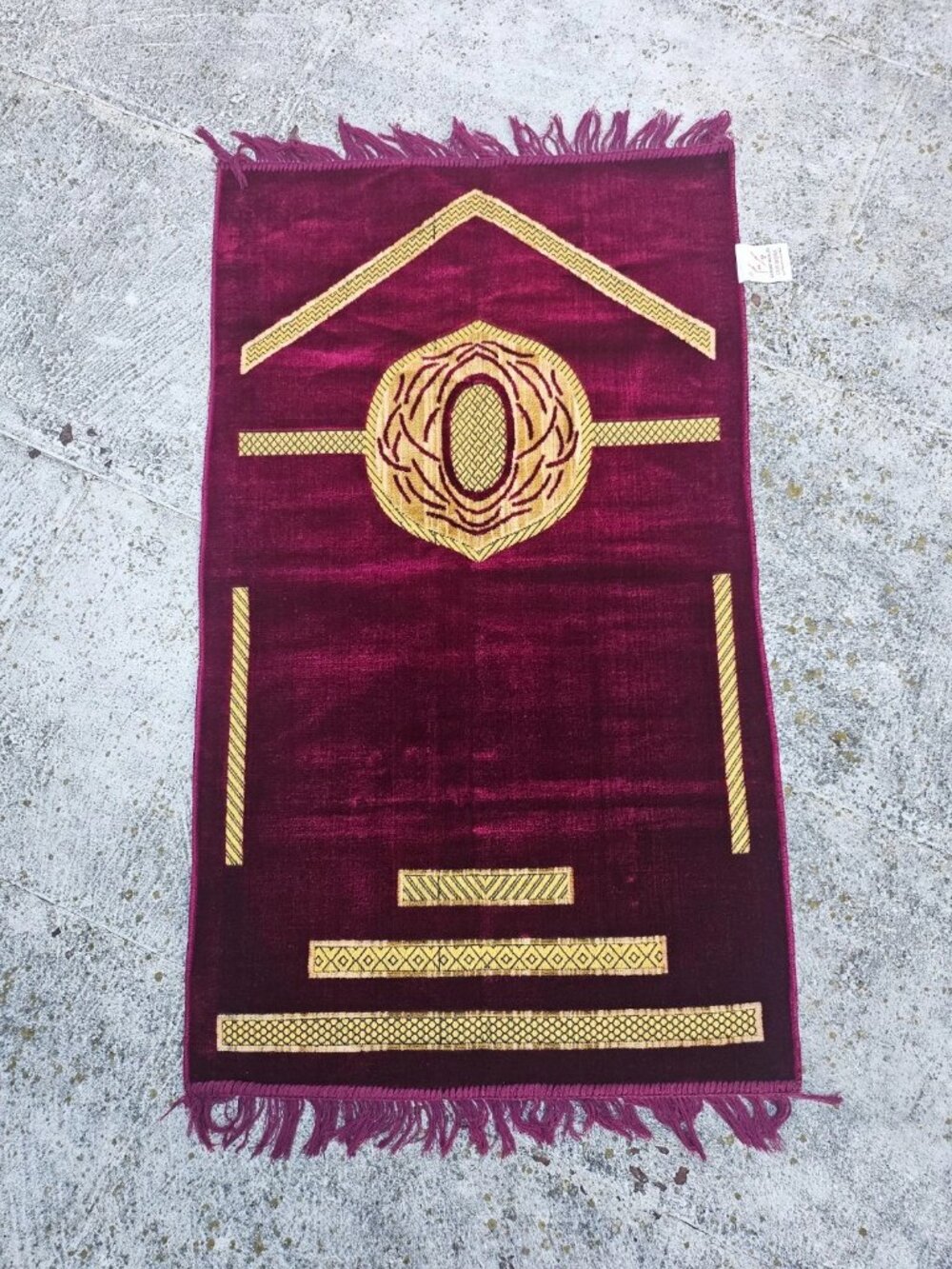 Prayer Rug Musalah Jai Namaz Burgundy Velvet Luxury Religious Islamic Rug - Picture 2 of 11